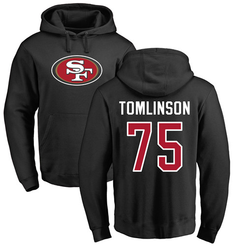 Men San Francisco 49ers Black Laken Tomlinson Name and Number Logo #75 Pullover NFL Hoodie Sweatshirts